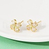 Flower Brass Micro Pave Clear Cubic Zirconia Stud Earrings EJEW-U064-03A-G-2