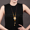 Ethnic Style Natural Shell & Agate & Handmade Lampwork Flower Big Pendant Necklaces FS-WGC615D-01-1