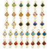 34Pcs 17 Colors 304 Stainless Steel Rhinestone Connector Charms STAS-TA0002-24-3