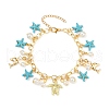 Dyed Synthetic Turquoise Starfish Charm Bracelets BJEW-JB11642-02-2