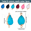 SUNNYCLUE 12Pcs 6 Colors Druzy Quartz Crystal Dyed Connector Charms FIND-SC0005-33-2