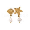 Starfish & Shell Shape 304 Stainless Steel Plastic Pearl Dangle Stud Earrings EJEW-G422-01G-02-2