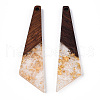 Transparent Resin & Walnut Wood Pendants RESI-N039-70-4