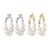 2 Pairs 2 Colors Shell Pearl Beaded Dangle Stud Earrings EJEW-JE06362-2
