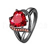 Heart Brass Micro Pave Cubic Zirconia Finger Rings FS-WG4D14B-02-5