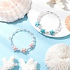 2Pcs Synthetic Turquoise & Imitated Pearl Acrylic Beaded Bracelets for Women BJEW-JB11851-1