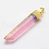 Electroplate Natural Quartz Crystal Pendants G-F463-04B-2