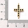 Brass Pave Black Cubic Zirconia Connector Charms KK-M101-02H-G-3