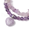 2pcs 2 Styles 6mm Round & Chip Natural Amethyst Beaded Stretch Bracelet Sets BJEW-TA00517-03-3