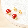 Brass Enamel Stud Earrings EJEW-F372-01B-G-3