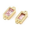 Brass Pave Glass Rectangle Connector Charms KK-H002-06G-03-2