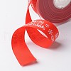 Merry Christmas with Snowflake Polyester Grosgrain Ribbon for Christmas SRIB-K002-25mm-G01-2