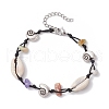 4Pcs Natural & Synthetic Gemstone Chip Beads & Cowrie Shell Beads Braided Bead Bracelets BJEW-JB11834-3