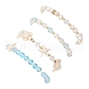 4Pcs 4 Styles Shell Pearl & Glass & Synthetic Turquoise & Synthetic Moonstone Beads Stretch Bracelets & 304 Stainless Steel Charm Bracelets for Women BJEW-JB11996-02-5