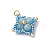 Natural & Synthetic Mixed Gemstone & Glass Seed Beaded Star Pendants PALLOY-MZ00691-4