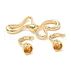Brass Micro Pave Green Cubic Zirconia Fold Over Clasps KK-U059-37G-2