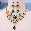Alloy Rhinestone Pendant Necklaces & Stud Dangle Earrings Sets for Women WG381FF-02-1