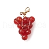 4Pcs 4 Colors Natural Quartz Crystal & Carnelian & Green Aventurine & Amethyst Round Cluster Pendants PALLOY-TA00204-3