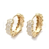Flower Real 18K Gold Plated Brass Hoop Earrings EJEW-L268-015G-03-1