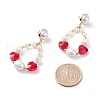 Teardrop Beaded Dangle Stud Earrings for Girl Women EJEW-TA00023-3