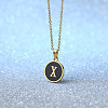 Alloy Black Enamel Disc with Initial Pendant Necklaces for Women WGEDF6F-24-1