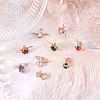 SUNNYCLUE 9Pcs 3 Styles 3 Colors Brass Glass Rhinestone Pendants GLAA-SC0001-38LG-4