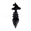 Natural Obsidian Wizard Broom Display Decoration PW-WGC37DA-01-1