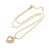 Brass Micro Pave Clear Cubic Zirconia Heart Pendant Necklaces NJEW-Q040-02G-2