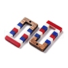 Independence Day Opaque Striped Resin & Walnut Wood Pendants RESI-U010-02L-2