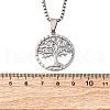 304 Stainless Steel Tree of Life Pendant Box Chain Necklaces for Men NJEW-S440-16P-3