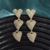 Brass Micro Pave Clear Cubic Zirconia Stud Earrings EJEW-H158-10G-2
