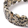 Natural Dalmatian Jasper Oval Beaded Stretch Bracelet G-E010-01K-3