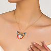 Bohemian Vintage Brass Enamel Hollow Colorful Evil Eye Butterfly Pendant Necklaces for Women EO6638-4