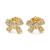 Brass Micro Pave Clear Cubic Zirconia Stud Earrings EJEW-D305-18G-3