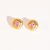 Retro Rhombus Stainless Steel Cubic Zirconia Stud Earrings for Women CQ6357-5-2
