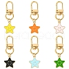 Star with Smiling Face Alloy Enamel Pendant Decorations HJEW-YW00010-01-2