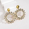 304 Stainless Steel Glass Dangle Stud Earrings for Women EJEW-M095-09G-02-1