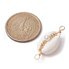 Natural Shell Copper Wire Wrapped Connector Charms PALLOY-JF02316-02-2
