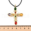 304 Stainless Steel Cubic Zirconia Pendant Necklaces NJEW-H070-03G-5