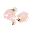 Natural Rose Quartz Openable Perfume Bottle Pendants G-I381-02G-04-2