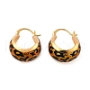 Leopard Print Brass Enamel Hoop Earrings for Women EJEW-U055-11A-G-2
