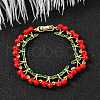 Brass Enamel Link Bracelets BJEW-K278-01B-G-2