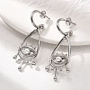304 Stainless Steel Shell Pearl Dangle Stud Earrings for Women EJEW-U051-06P-2