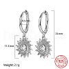 Anti-Tarnish Rhodium Plated 925 Sterling Silver Micro Pave Cubic Zirconia Dangle Hoop Earrings HV0375-4-1