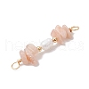 Natural Sunstone Chip & Natural Cultured Freshwater Pearl Rice Beaded Connector Charms PALLOY-JF03707-02-4