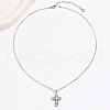 Minimalist 925 Sterling Silver Pave Clear Cubic Zirconia Cross Pendant Necklaces for Women HG0576-4
