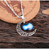 Alloy Glass Moon Syb Pendant Lumachina Chain Necklaces for Women WGDF061-03-1