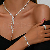 Alloy Rhinestone Tassel Pendant Necklace & Stud Earring & Ring FS-WG7E587-02-2