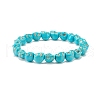 Synthetic Turquoise(Dyed) Skull Stretch Bracelet BJEW-JB08068-01-1