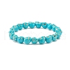 Synthetic Turquoise(Dyed) Skull Stretch Bracelet BJEW-JB08068-01-1